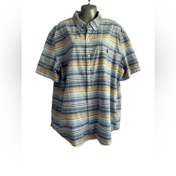 U.S POLO ASSN. CASUAL BLUE STRIPED BUTTON DOWN SHIRT • Size: 2XL • Used - Picture 3 of 9